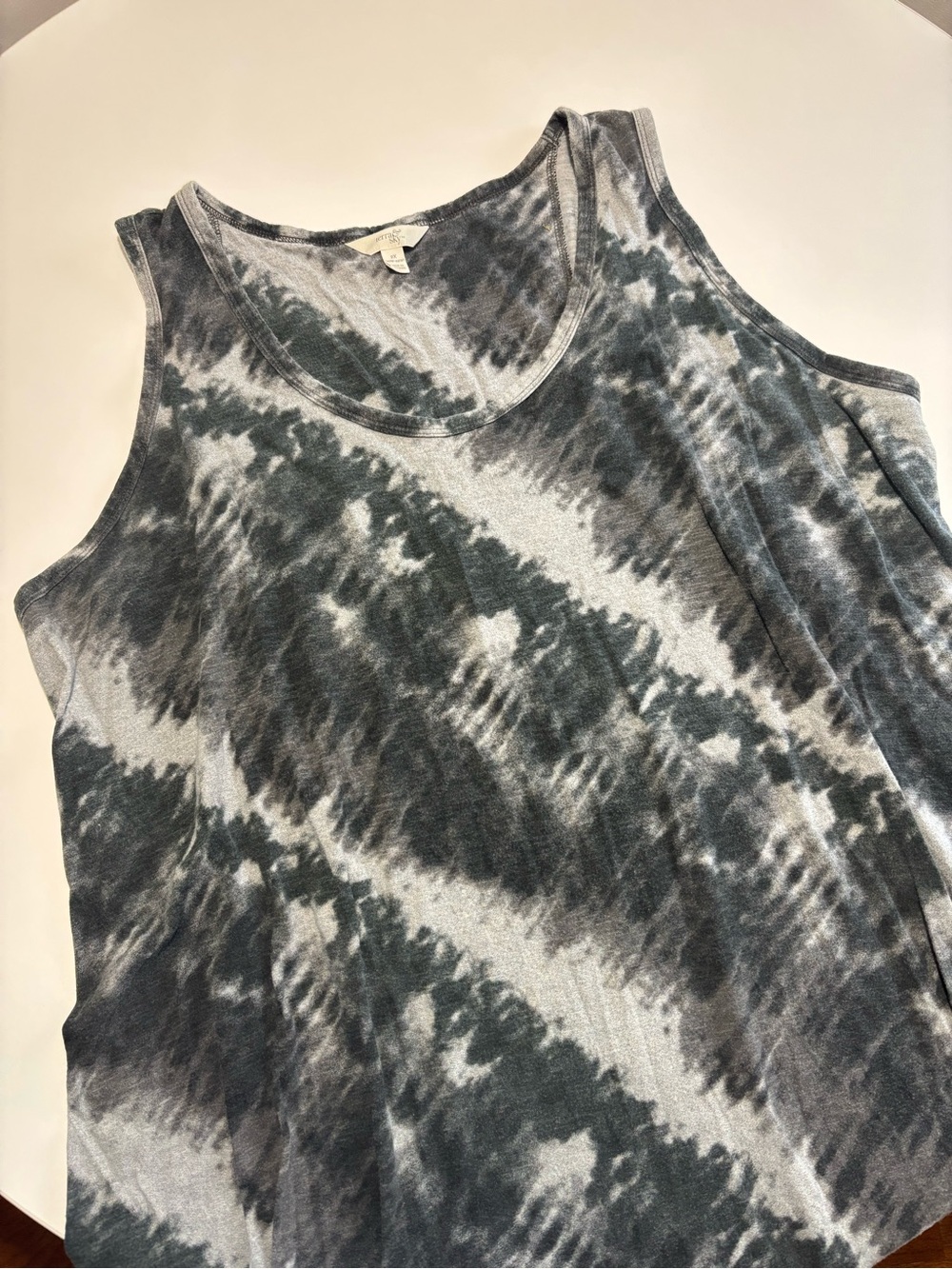 Terra & Sky Dark & Light Grey Tie Dye Cotton Tank Top Maxi Dress